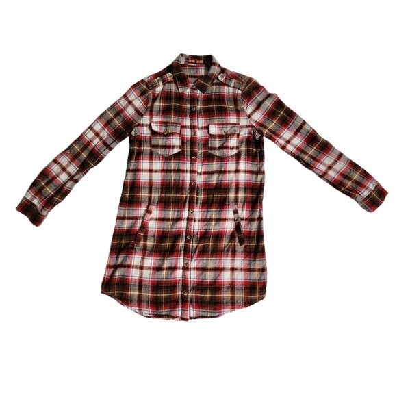 Love Tree Women's Casual Plaid Flannel Button Up Top Sz S - Picture 1 of 11